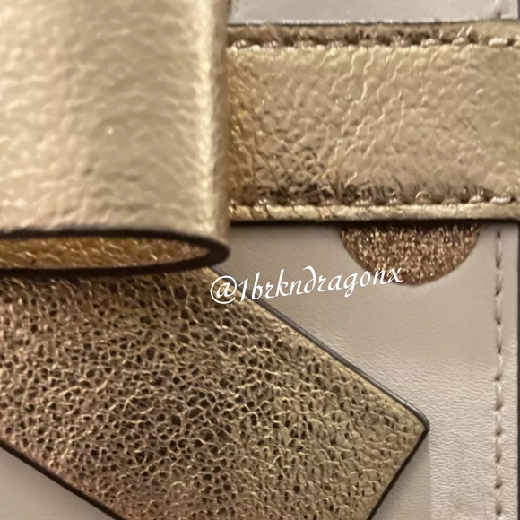 NWT Prom Gold Polka Dot Kate Spade Crossbody It's A Present Metallic HandBag - Picture 2 of 14